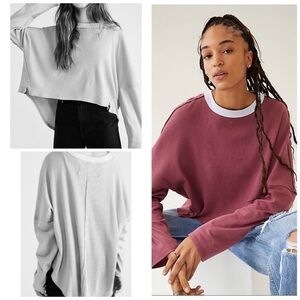 Free People We The Free Jayson Ringer Long Sleeve Roan Rouge Size Large